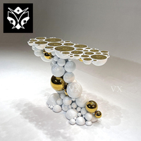 Table console d'entrée italienne moderne de luxe miroir personnalisé en acier inoxydable or blanc pour le salon ou l'hôtel