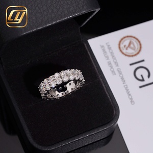 Anillo de eternidad completo con diamantes creados en laboratorio IGI, corte brillante redondo, engaste pavé, banda de boda apilable, joyería fina para mujer, venta al por mayor - Product Image 1