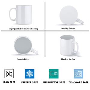 Mug en céramique blanc pour sublimation, 11 oz, avec boîte, pour impression par sublimation, tasse à café, logo personnalisé, entrepôt USA - Product Image 3