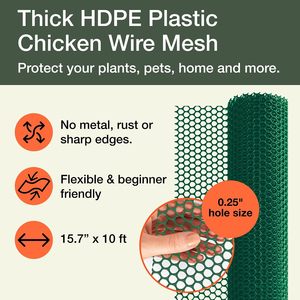 MaPorch Chicken Wire Fencing 15.7 X 10ft Thick Flexible Plastic Garden Pet Protection <b>Netting</b> - Product Image 2