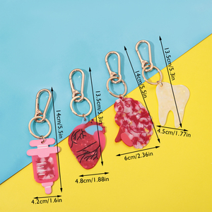 Keychain tùy chỉnh Retro Acetate tim răng ống tiêm cơ quan y tế Keychain quyến rũ phong cách sáng tạo túi Mặt dây chuyền - Product Image 3