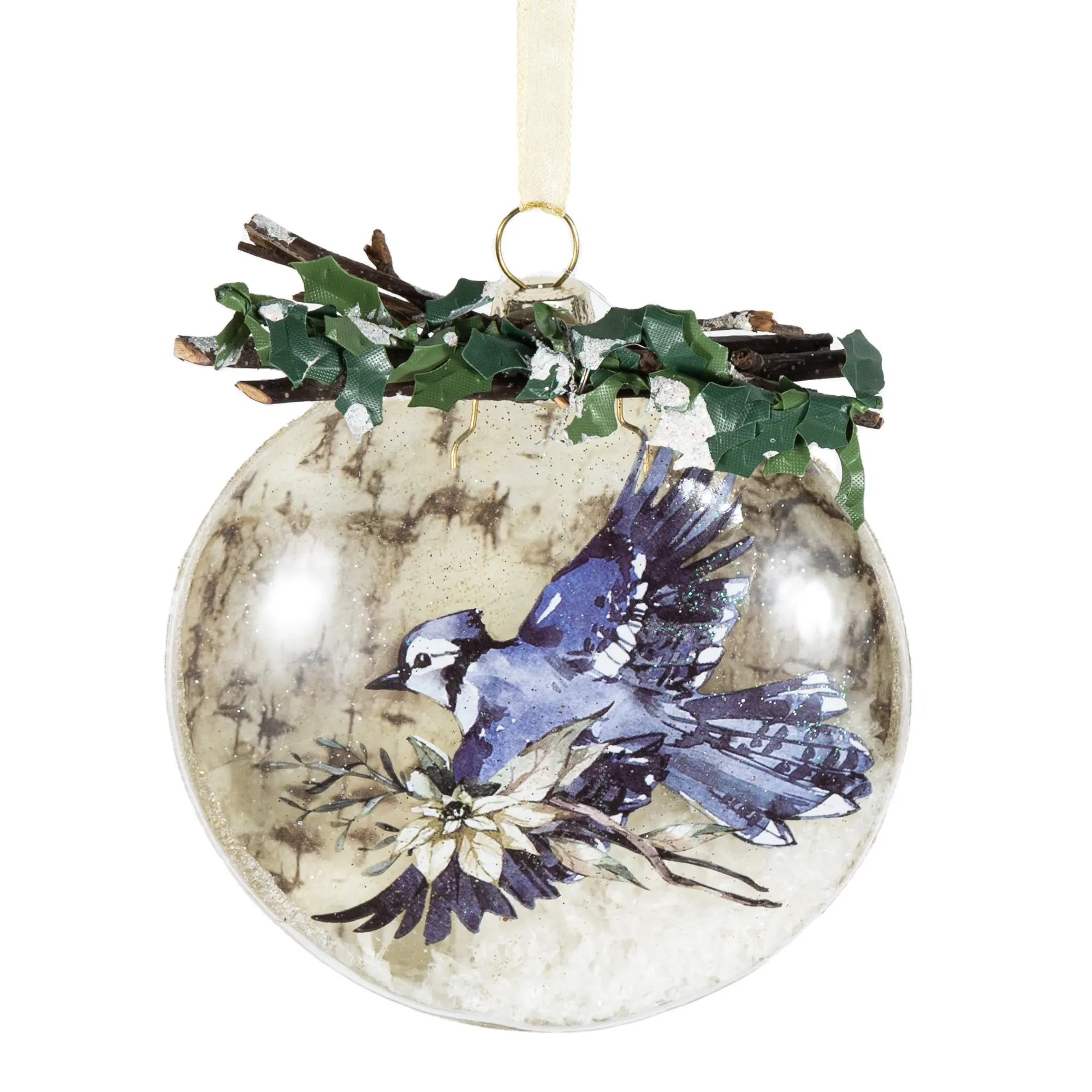 NOXINDA Christmas Pendant Clear Glass roll Animal Pattern + White Snowflake Pendant For Home Decoration