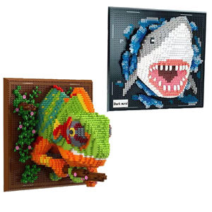 Decoración de Pared 3D DIY con Colgante de Animal, Bloques de Construcción, Cabeza de Tiburón Monstruo, Mural, Decoración del Hogar, Escultura de Pared de Plástico, Modelo de Juguete - Product Image 4