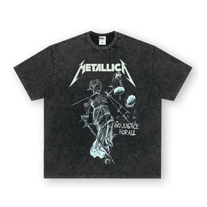 T-shirt Vintage Rock Band lourd en gros-coton lavé, coupe surdimensionnée, t-shirt d'été de style de rue, logo personnalisé disponible - Product Image 2