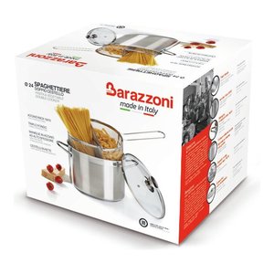 Stainless Steel Pasta Cooker 24Cm 2 Micro Perforated Baskets Brushed Chrome <strong>Induction</strong> Compatible Dishwasher Safe - Product Image 2