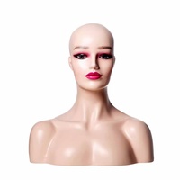 Manekin Kepala dan Bahu Plastik Realistis Gaya Eropa Merk JIEYAO Model J-M-09 untuk Pajangan Wig Wanita, Grosir Laris Manis