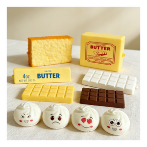 Ensemble de jouets anti-stress en mousse PU à remontée lente, à presser à la main, relaxants, en forme de nourriture mignonne (beurre, chocolat, pain, boulette) - Product Image 4