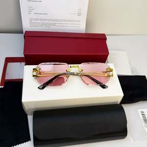 Gafas de Sol de Diseñador Sin Montura con Logotipo, con Estuche, Unisex, Corte de Diamante, UV400, Gafas de Sol de Lujo - Product Image 6