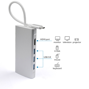 Mini HDMI 4K Loại C USB3.0 Hub Extender 9 Cổng <span class=keywords><strong>USB</strong></span> C Cổng Nhôm USB3.0 Docking Station Adapter Cho Máy Tính Xách Tay - Product Image 2