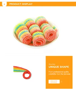 Kinderen Bulk Fruit Roll-Ups Snoepjes Multicolor Zure Riemen Gummies Zoetwaren Strips Zacht Snoep