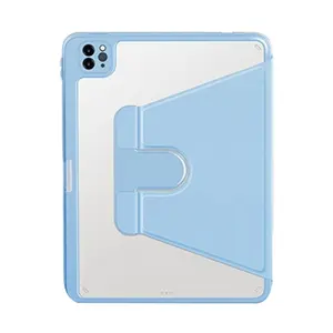 2022 Acrylic Hard Case Crystal Clear Belakang 360 Derajat Rotasi Tempat Pensil Built-In Penutup Berputar untuk Ipad Pro 11 Air 4 5 10.9