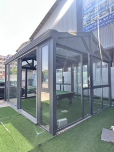 Véranda résidentielle à ossature aluminium, toit résistant à la rouille, pour <span class=keywords><strong>jardin</strong></span>, sécurité, verrière en <span class=keywords><strong>verre</strong></span> <span class=keywords><strong>trempé</strong></span>, insonorisée, <span class=keywords><strong>salon</strong></span> <span class=keywords><strong>de</strong></span> <span class=keywords><strong>jardin</strong></span> extérieur - Product Image 2