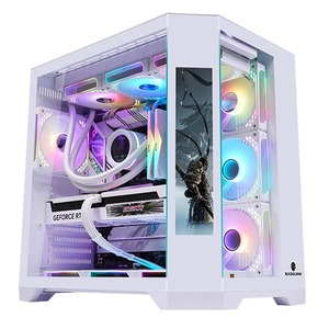 Boîtier <span class=keywords><strong>PC</strong></span> MicroATX en métal WJCOOLMAN Dreamer <span class=keywords><strong>PLUS</strong></span> avec écran secondaire, vue panoramique, compatible refroidissement liquide 360, en stock - Product Image 3
