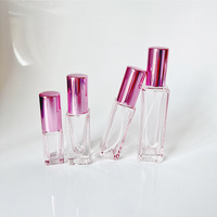 Flacons de parfum vaporisateur en verre carré rose vides personnalisés minimalistes de qualité supérieure 3 ml/5 ml/10 ml/20 ml