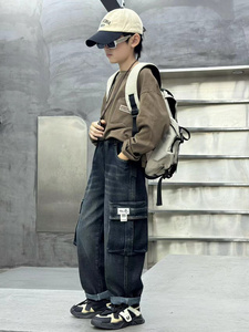 Pantalon de travail en denim à jambe large pour garçon - Product Image 6