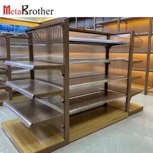 Estante de exhibición de madera y acero desmontable, moderno, personalizado, venta al por mayor de fábrica, nuevo