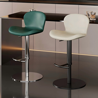 Tabouret de bar moderne en acier inoxydable avec cadre pivotant, hauteur réglable, revêtement en cuir PU, pour îlot de cuisine, comptoir, salle à manger
