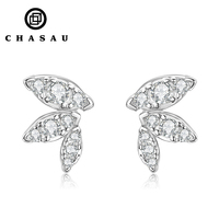 Bijoux d'oreille de piercing de couleur D complète Boucles d'oreilles en moissanite en forme de feuille mignonnes en argent sterling 925 pour femmes