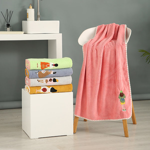 Cartoon Coral Fleece Bath <b>Towel</b> 70x140cm Quick Dry Home Use - Product Image 2