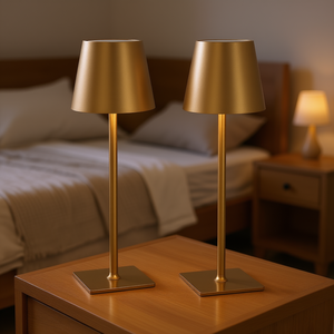 Lámparas de Mesa Doradas, Paquete de 2, Inalámbricas, LED, Control Táctil, Funcionan con Batería, Iluminación Moderna para Dormitorio - Product Image 2