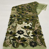 Nouveau Tissu Brodé de Perles et de Paillettes Bicolore du Moyen-Orient, 100% Polyester, Broderie Perlée de Luxe pour Jupes et Robes Féminines