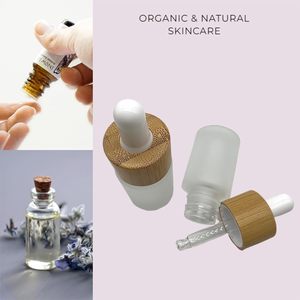 Flacon compte-gouttes en verre pour huiles essentielles, 20ml 30ml 60ml, avec couvercle en bambou, design créatif et luxueux, rechargeable, avec impression sérigraphique - Product Image 4