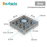 Panier de rangement multifonctionnel en plastique à 16 compartiments pour verres à vin, plateau pour vaisselle, compatible lave-vaisselle professionnel, pour le transport et le stockage des articles de bar.