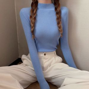 Novo Suéter Feminino de Tricô com Gola Alta, Manga Longa, Cor Sólida, Ajustado e Casual - Product Image 6