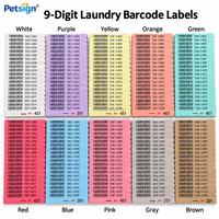 Étiquettes de nettoyage à sec 7 chiffres 9 chiffres, étiquettes de blanchisserie en papier résistantes au lavage, étiquettes en papier à code-barres, étiquettes de blanchisserie à code-barres