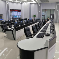 Console de commande de centre de diffusion LEIENTE, table multimédia pour salle de contrôle, podium de diffusion avec double socle sous le bureau