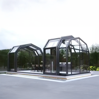 Grande maison toutes saisons en aluminium et verre Design moderne Serre préfabriquée en polycarbonate Salle de soleil Solarium Serre pour villas