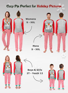 Unisex Thermal Stripe <strong>Christmas</strong> Pajamas Cute Family Matching Sleepwear for Kids Boys Girls Woven Polyester Smocked Pajamas for - Product Image 5