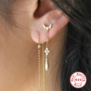 Boucles d'oreilles pendantes ROXI S925 en argent sterling avec zircon cubique motif lune sauvage - Product Image 3