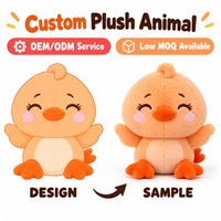 Peluche personnalisée en forme de canard de dessin animé, avec corps rond, ailes relevées, pattes palmées et service de développement de formes sur mesure