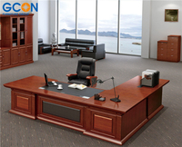 Bureau de direction moderne de luxe en bois en forme de L avec table d'appoint