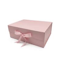 Boîte cadeau pliable magnétique rose avec ruban, logo personnalisé, boîtes avec estampage à chaud doré pour l'emballage de cadeaux, ensemble de soins de la peau, écologique
