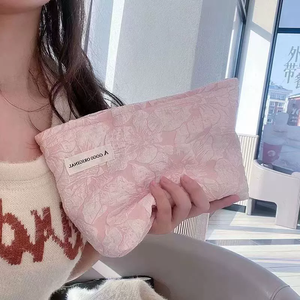 定制棉质定制徽标化妆包拉链蝴蝶结学生简约小号旅行收纳包化妆品 - Product Image 1