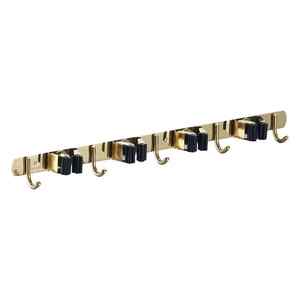 Support <span class=keywords><strong>mural</strong></span> en acier inoxydable de haute qualité pour <span class=keywords><strong>balai</strong></span> et serpillière avec 3 clips et 4 crochets, rangement d'outils, organisateur pour salle de bain - Product Image 4