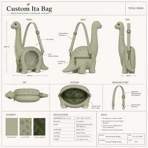 Bolso <span class=keywords><strong>de</strong></span> hombro con forma <span class=keywords><strong>de</strong></span> Brachiosaurus, estilo Ita Bag, diseño <span class=keywords><strong>de</strong></span> dinosaurio Kawaii con cuello largo, ventana transparente y cremallera Fern - Product Image 3