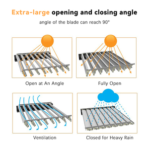 Pergola motorisée en aluminium avec éclairage LED, toit à lames orientables, volets d'intimité, système intelligent robuste et résistant aux intempéries, pavillon - Product Image 3