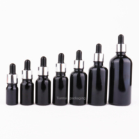 Botol Serum rambut esensial tubuh kosong, botol tetes emas hitam berkilau 5ml 10ml 15ml 20 ml 30ml 50ml 100ml