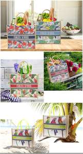 Bolsa de Mano Reutilizable de Lona de Algodón y Yute con Cierre de Cremallera, Diseño de Letras, Marca XYX - Bolsas para Compras, <span class=keywords><strong>Playa</strong></span> y Regalos - Product Image 6