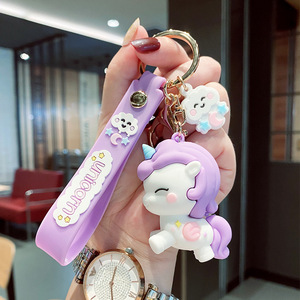 Wholesale Cute Kawaii Rubber Unicorn Pendant <b>Kids</b> Girls Car Key <b>Ring</b> Backpack Car Key Unicorn Keychain Accessories - Product Image 6