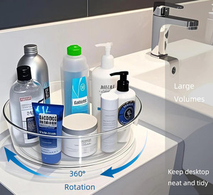 Organisateur de maquillage rotatif à 360 degrés en plastique, support à épices de cuisine en acrylique, plateau tournant Lazy Susan pour l'organisation des armoires - Product Image 2