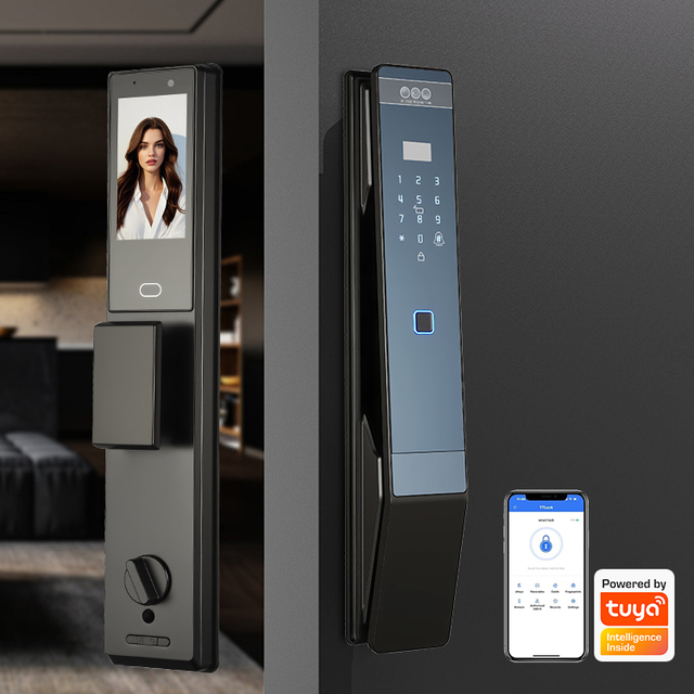 High Security Smart Home Digital Automatic Biometric Tuya Wifi Fingerprint Password Digital Smart Door Lock With Camera