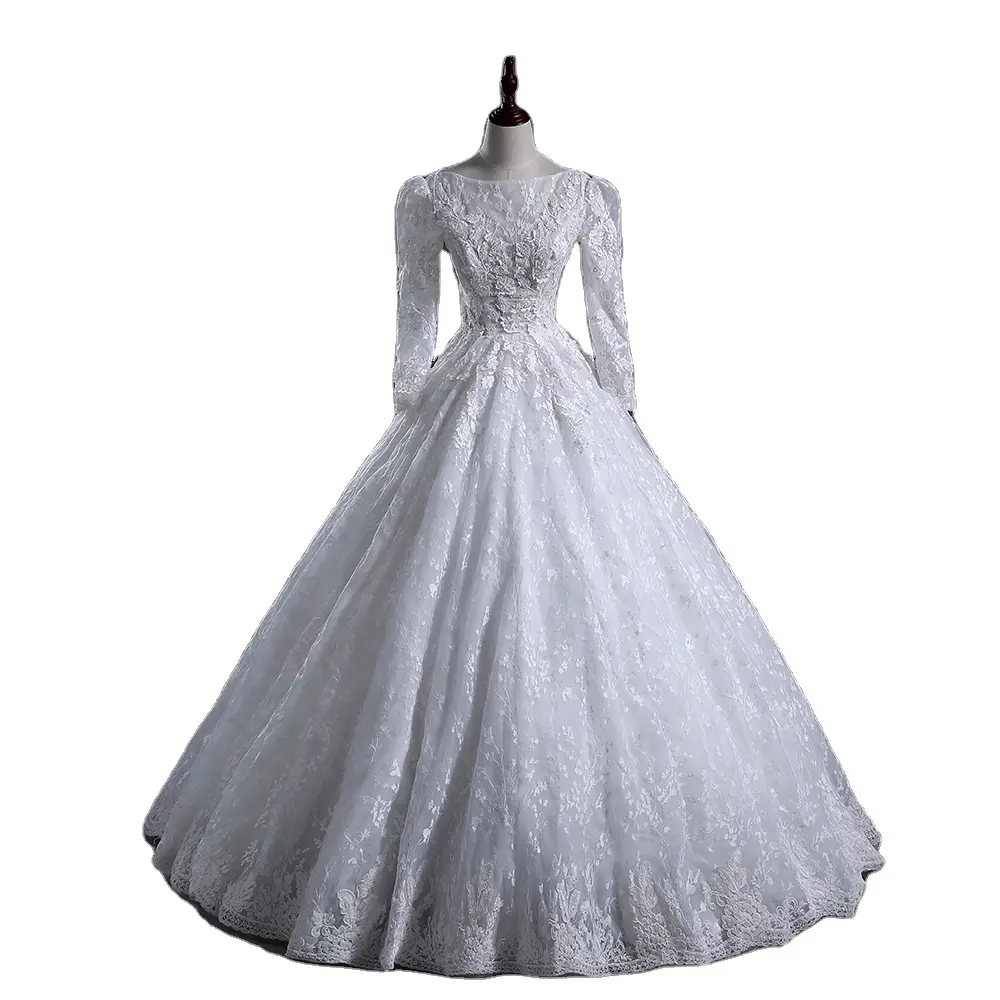 ब्रांड सफेद क्रिस्टल चमक दुल्हन पजामा लांग मंजिल लंबाई Brautkleid Vestidos डे Novia थोक एक लाइन दुल्हन शादी की पोशाक s20