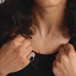 خواتم رجالي من الفضة الإسترلينية 925, أحجار كريمة من أحجار كريمة سوداء من العقيق ، خواتم رجالية من الفضة الإسترلينية - Product Image 3