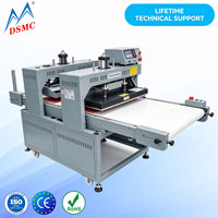 Machine de transfert thermique à ligne continue pour une production d'impression de vêtements et de t-shirts à haute efficacité