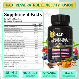 OEM/ODM NAD+ Pulverkapseln mit Resveratrol, Berberin, Fisetin, Quercetin – Alles in Einem Mineral Fusion mit Curcumin, schwarzem Pfeffer & Traubenkernextrakt - Product Image 2