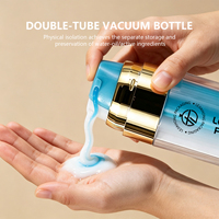 Flacon Pompe Airless Transparent à Double Tube avec Couvercle, Logo Estampé à Chaud, Emballage Lotion Bicolore, Couleur Personnalisée